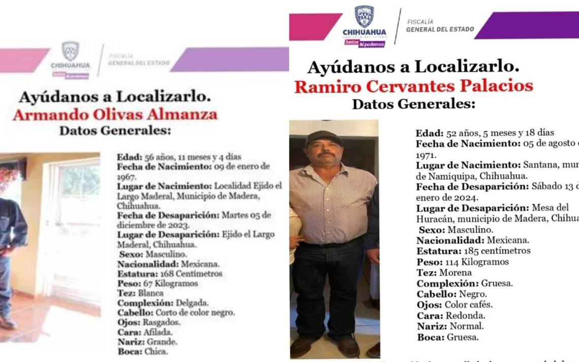 Buscan a Ramiro Cervantes y a Armando Olivas, desaparecieron en Madera - El  Heraldo de Chihuahua | Noticias Locales, Policiacas, de México, Chihuahua y  el Mundo